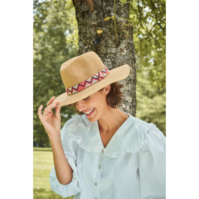 Coral Natasha Hat with Zig Zag Band