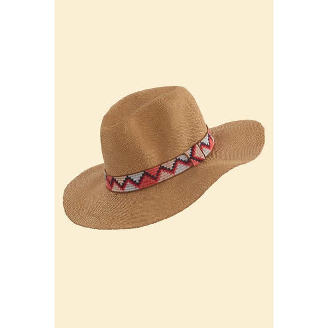 Coral Natasha Hat with Zig Zag Band