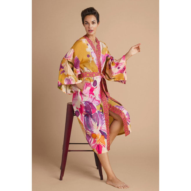 Mustard Orchid Kimono Gown