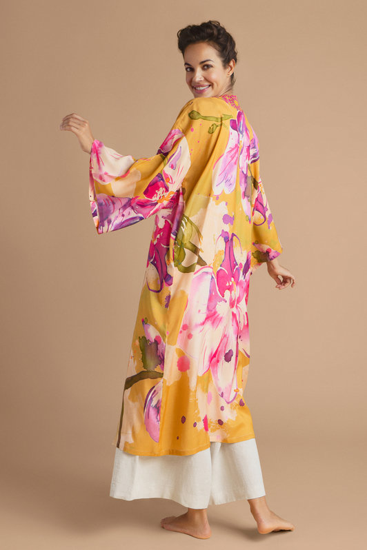 Mustard kimono dress discount