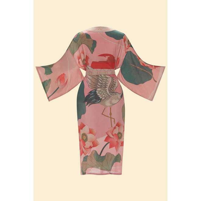 Crane at Sunrise in Petal Kimono Gown