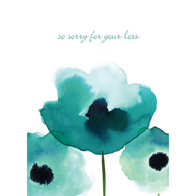 Teal Poppies Sympathy Card