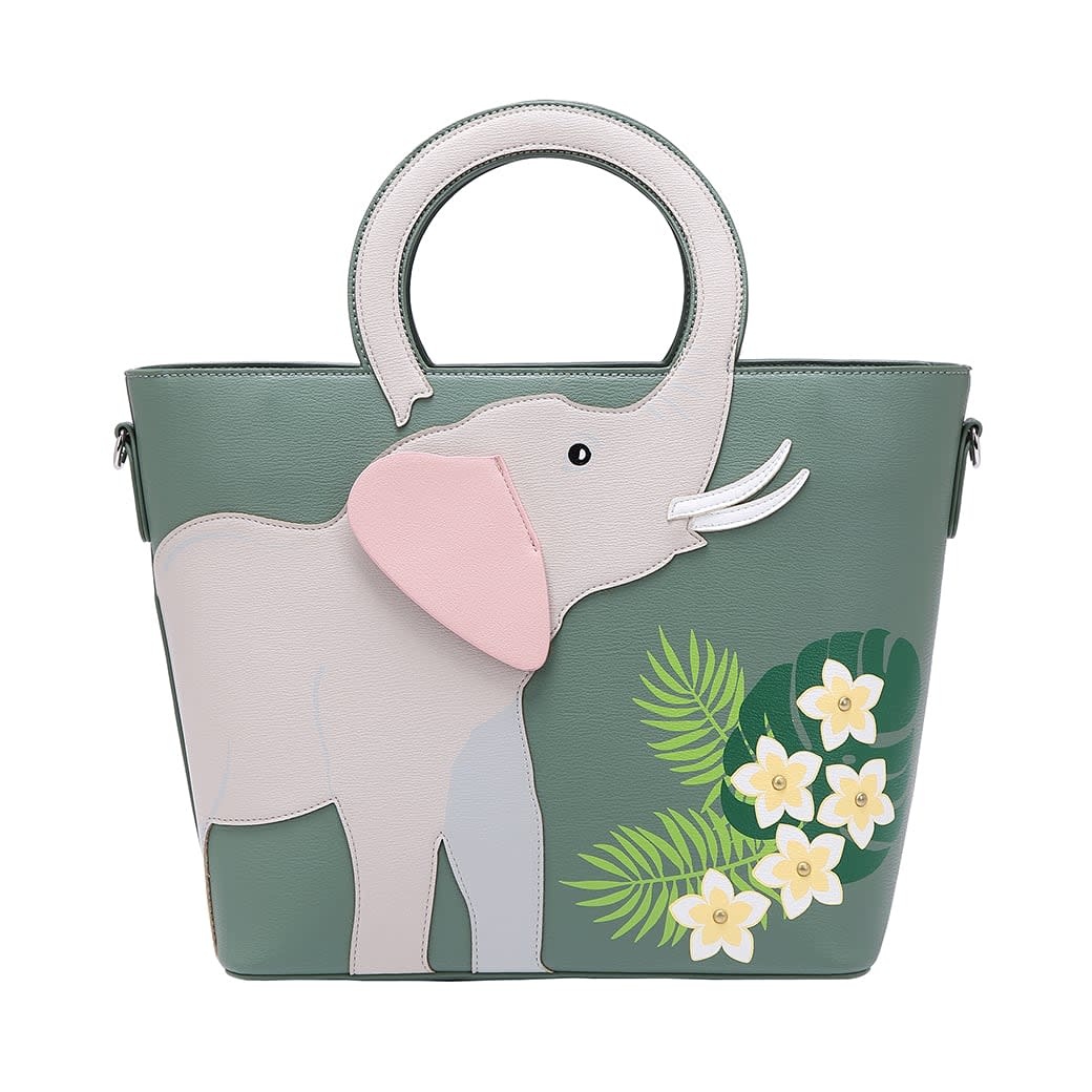 Vendula London Animal Park Elephant Motif Cut Out Handle Tote