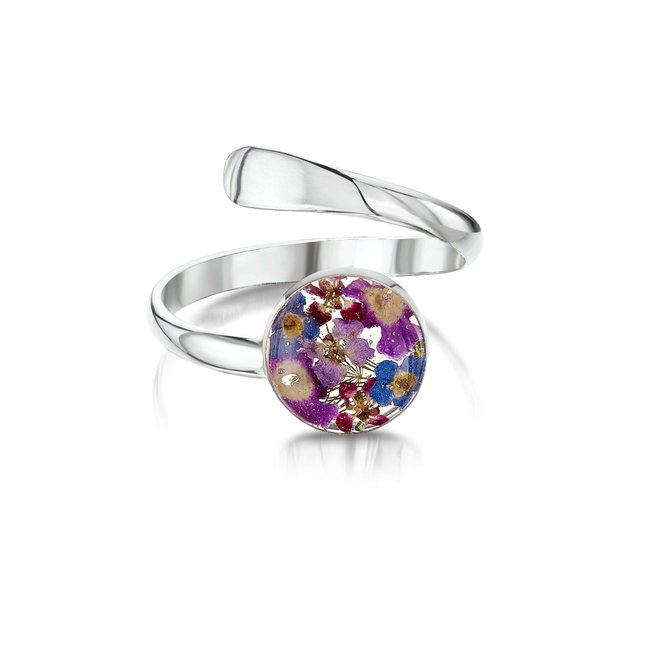 Purple Haze Round Silver Ring