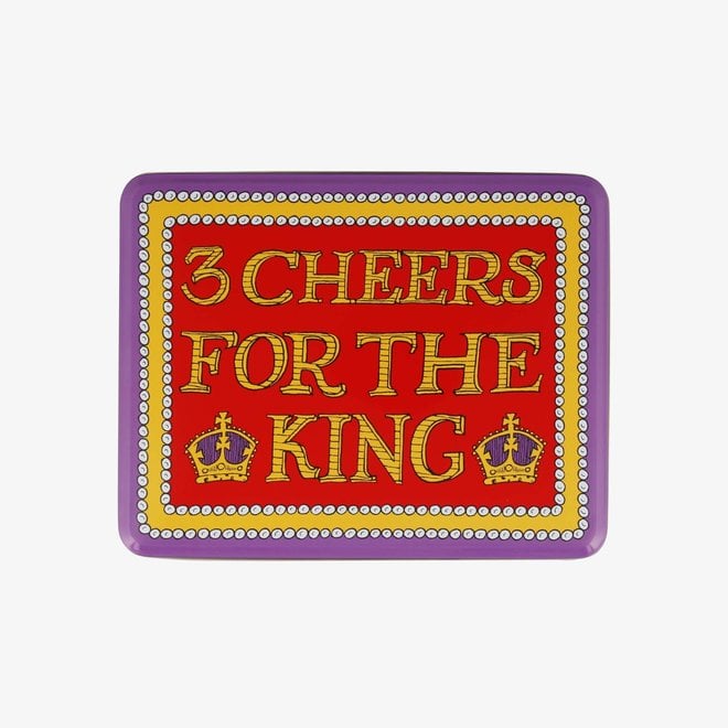 3 Cheers for King Charles III Deep Rectangular Tin