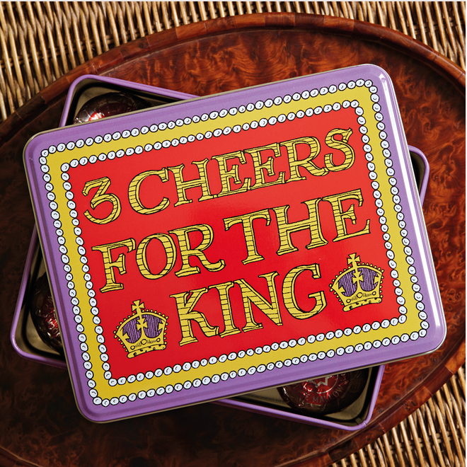 3 Cheers for King Charles III Deep Rectangular Tin