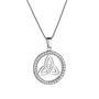 Round Trinity Knot Sterling Silver & Cubic Zirconia Pendant Necklace