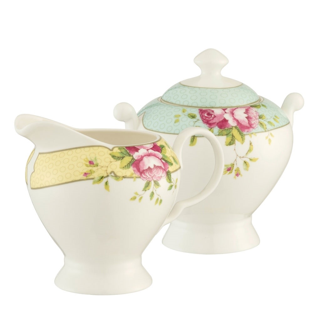 Aynsley China Archive Rose Sugar and Cream Set - British Isles