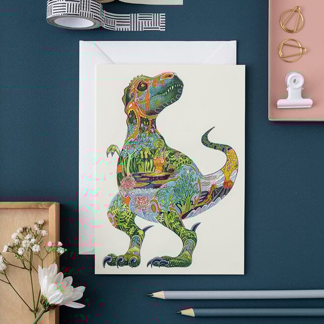 Watercolor Tyrannosaurus  Rex  Greeting Card
