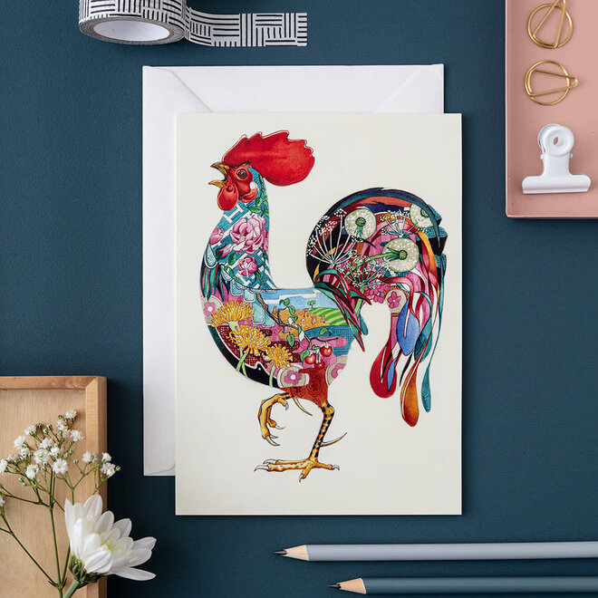 Watercolor Rooster Greeting Card