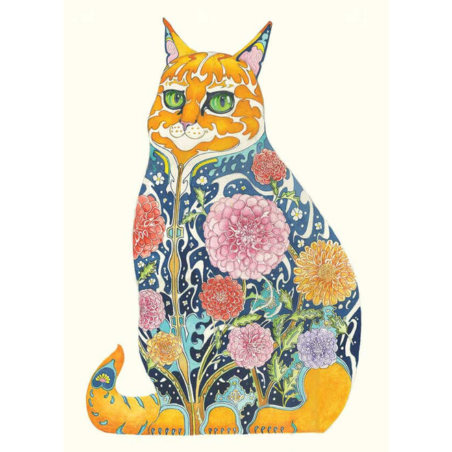 Watercolor Ginger Tom Cat Greeting Card