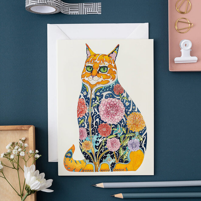 Watercolor Ginger Tom Cat Greeting Card