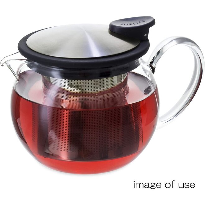 Forlife Bola Glass Teapot with Basket Infuser (Black/Graphite)