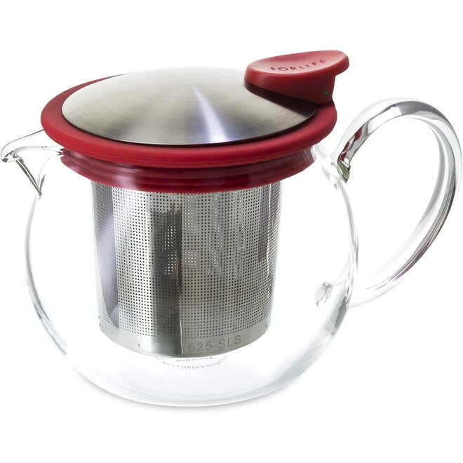 Forlife Bola Glass Teapot with Basket Infuser (Red)