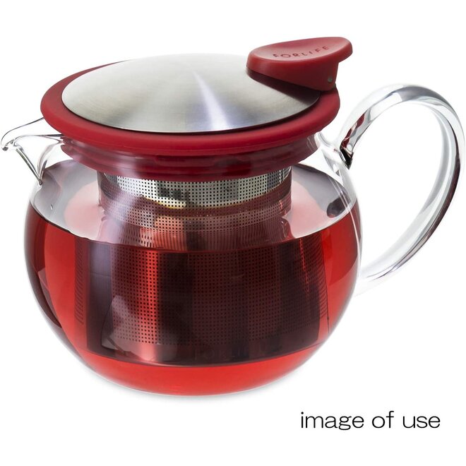 Forlife Bola Glass Teapot with Basket Infuser (Red)