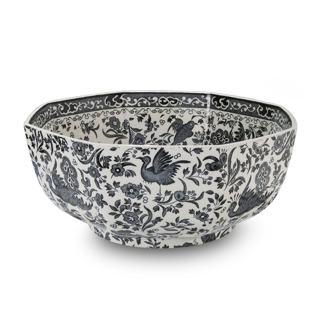 Black Regal Peacock Octagonal Medium Bowl