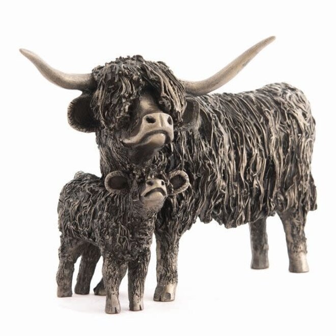 Frith Highland Cow & Calf Standing Sculpture
