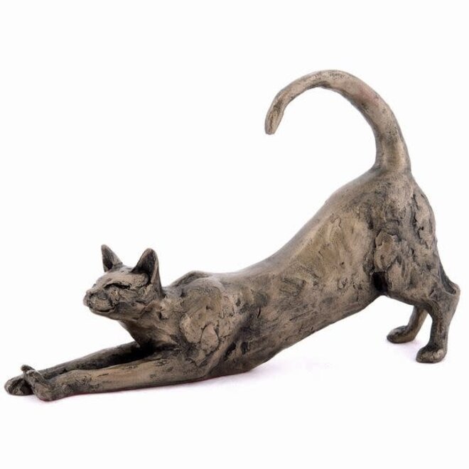 Frith James Cat Stretching Bronze Sculpture