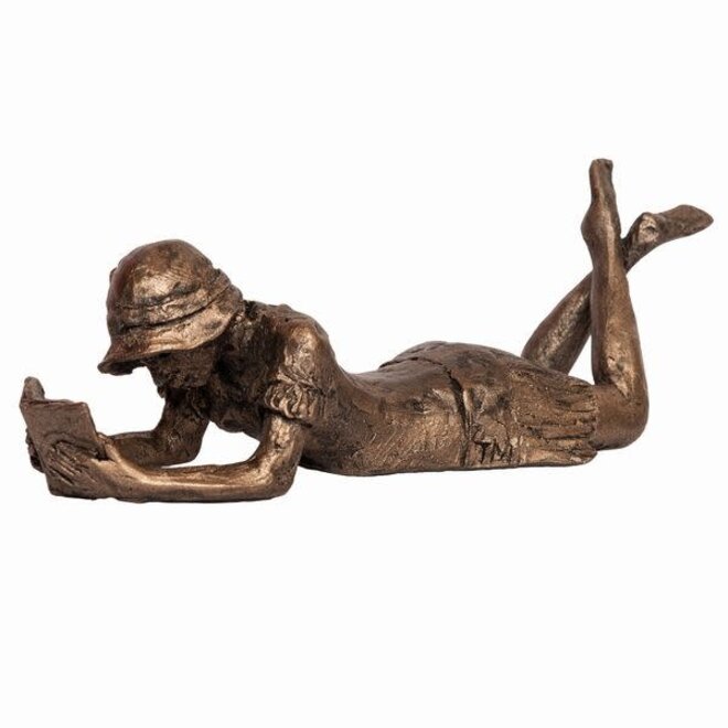 Frith Virginia Girl Lying & Reading Bronze Sculpture