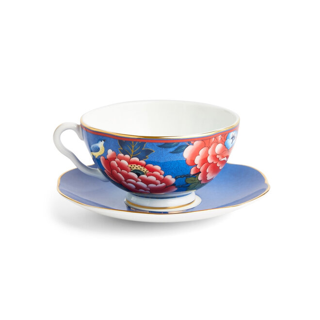 Paeonia Blush Teacup & Saucer Blue