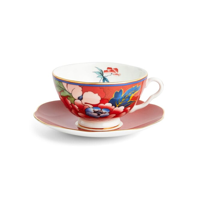 Paeonia Blush Teacup & Saucer Red