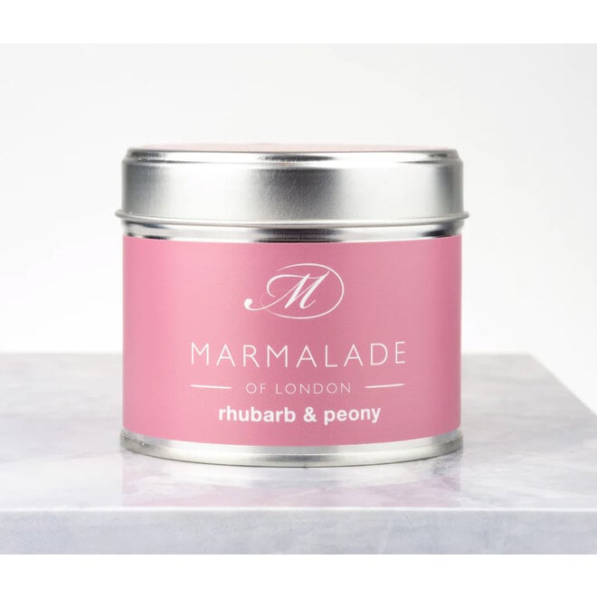 Rhubarb & Peony Medium Tin Candle