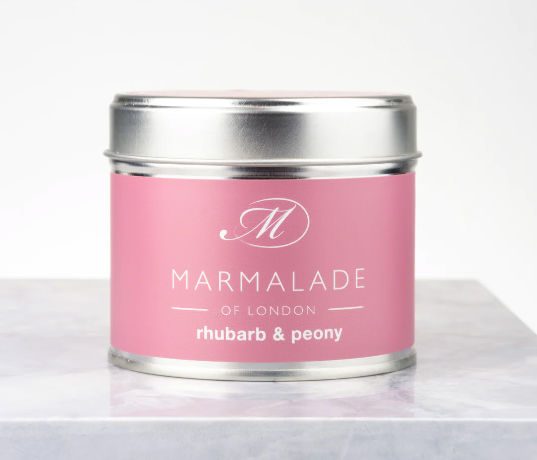 Marmalade of London Rhubarb & Peony Medium Tin Candle British Isles
