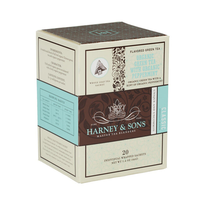 Harney & Sons Organic Green Tea with Organic Peppermint 20s Box