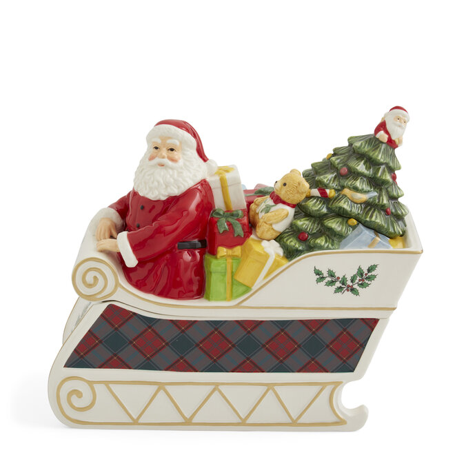 Christmas Tree Santa In Sleigh Cookie Jar 13"