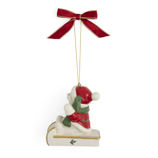 Christmas Tree Teddy On Sleigh Ornament