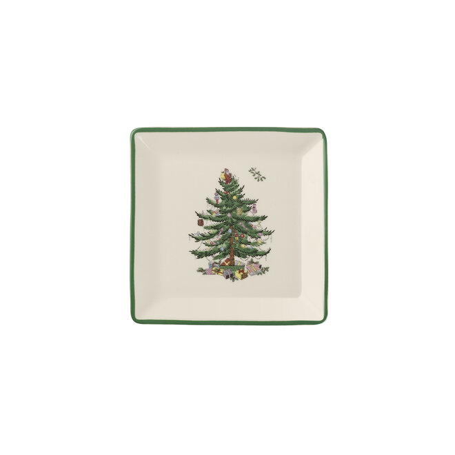 Christmas Tree Square Tidbit Plate Set