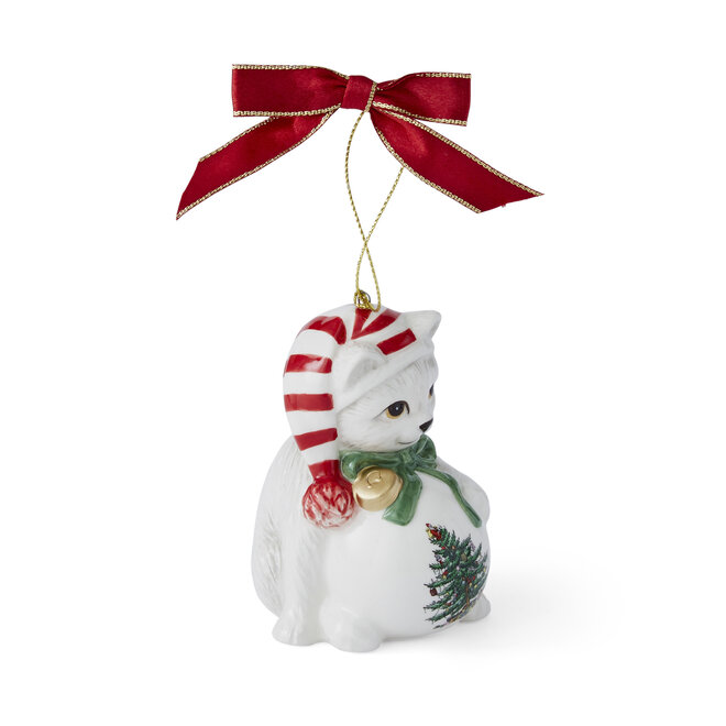 Christmas Tree Playful Kitten Ornament