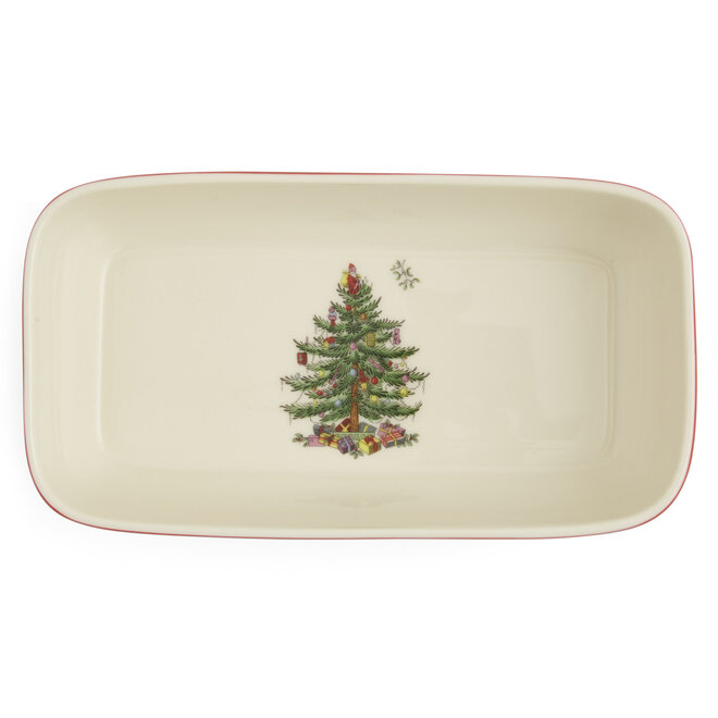 Christmas Tree Tartan Rectangle Server with Slotted Spoon