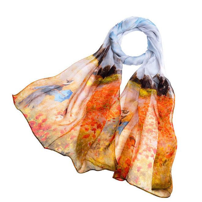 Claude Monet Poppy Field Silk Scarf