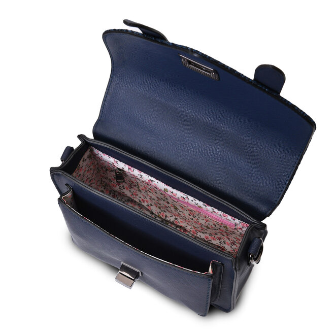 Harris Tweed Navy Over-Check Mini Satchel
