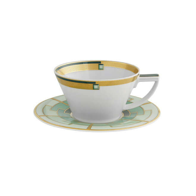 Art Deco Emerald Teacup & Saucer