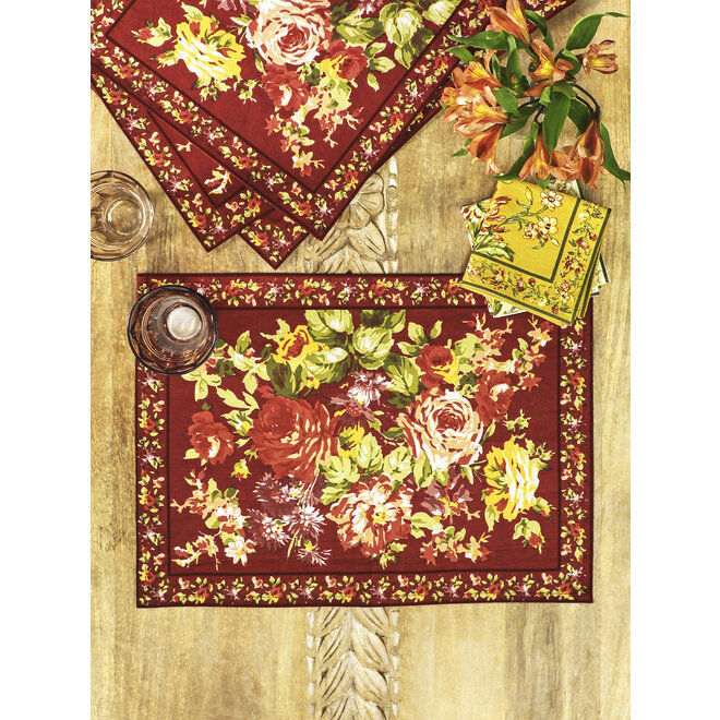 Cottage Rose Autumn Canvas Placemat Placemat