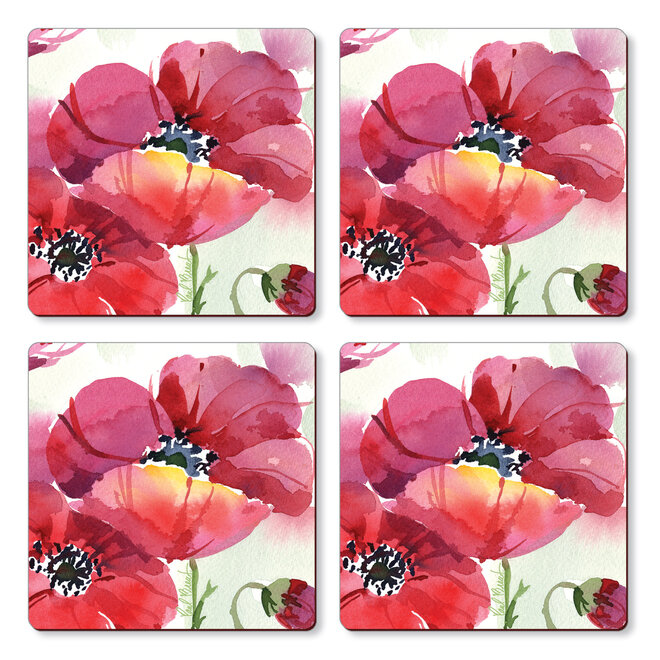 Fresh Poppies Coasters