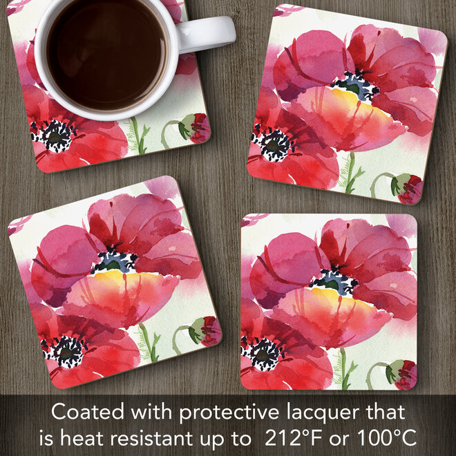 Fresh Poppies Coasters