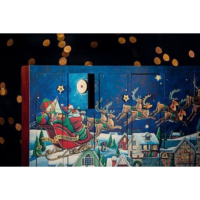 Byers' Choice Santa's Sleigh Musical Wooden Advent Calendar British Isles