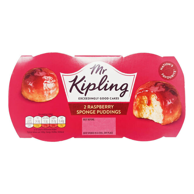 Mr Kipling 2 Raspberry Sponge Puddings