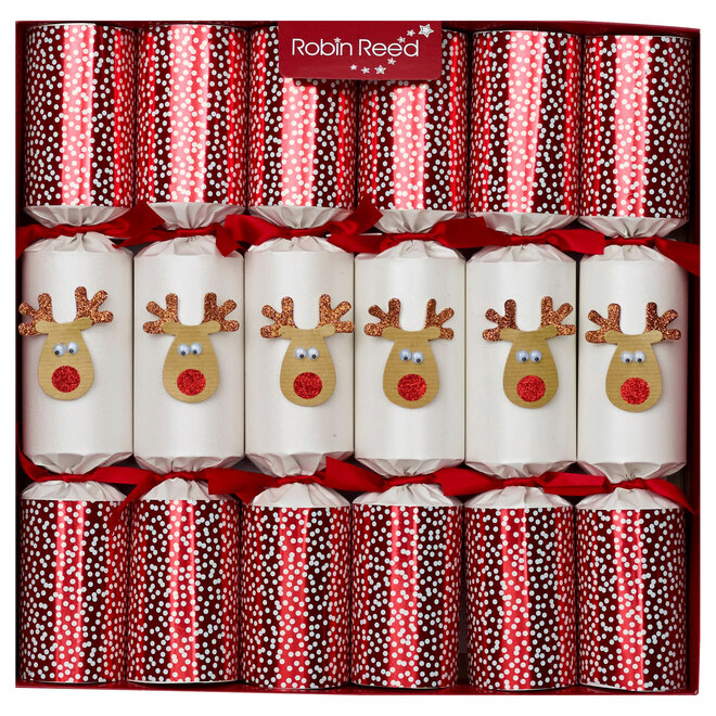 Racing Reindeer Snow Christmas Crackers (Box of 6)