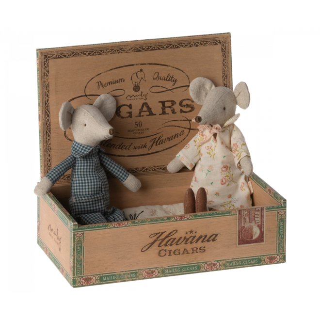 Grandma & Grandpa Mice in Cigarbox