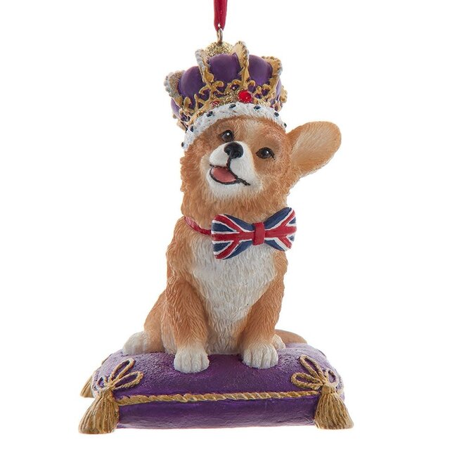 Kurt Adler Queen's Corgi on Pillow Ornament