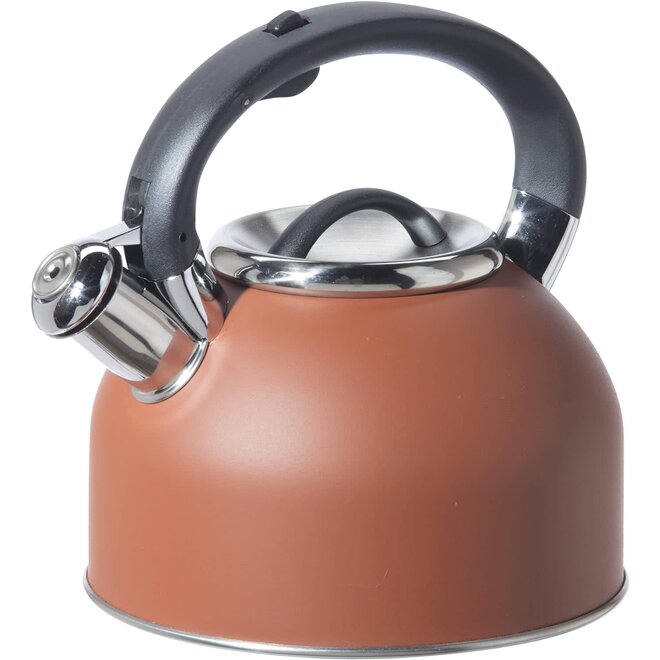 Oggi Stainless Steel 1.9L Whistling Tea Kettle (Brick Red)