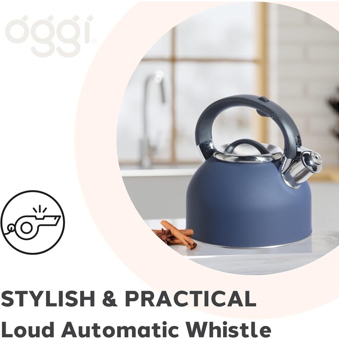 Oggi Stainless Steel Whistling Tea Kettle (Blue)