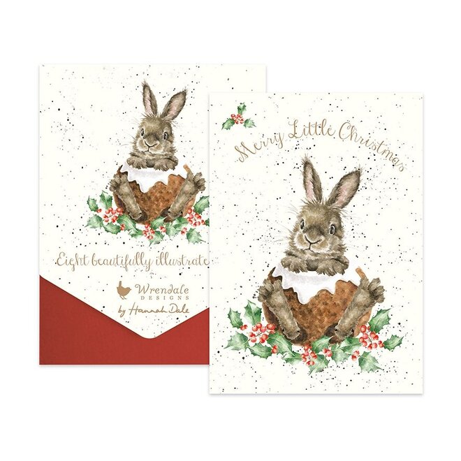 Merry Little Christmas Pudding Rabbit Card Pack