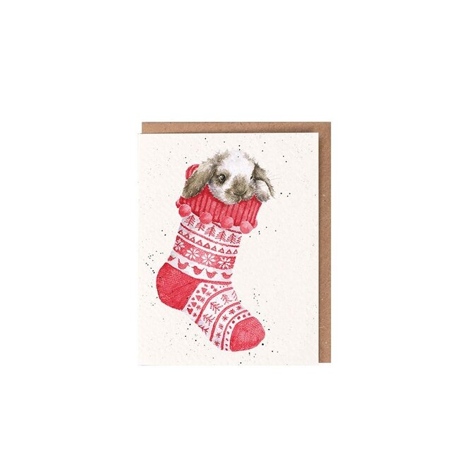 Christmas Stocking Rabbit Enclosure Card
