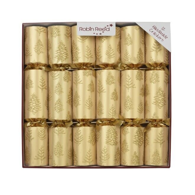 Gold Tree Flakes Christmas Crackers (Set of 12)