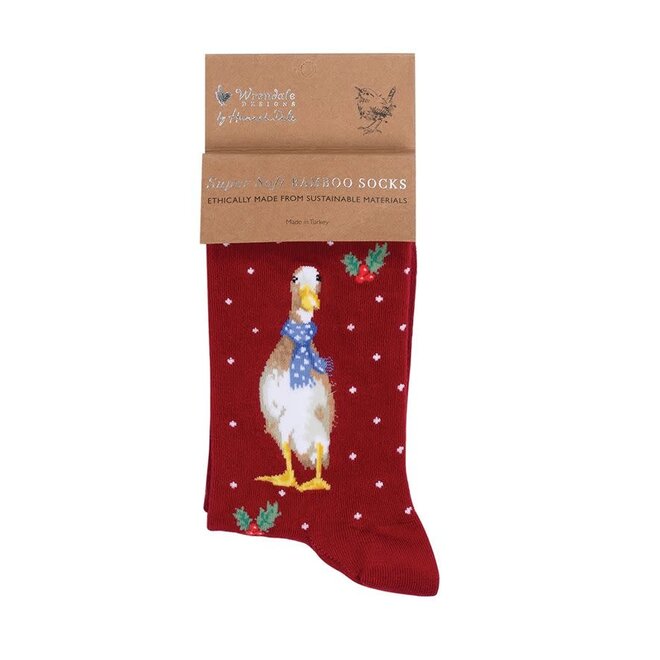 'Christmas Scarves' Duck Red Socks